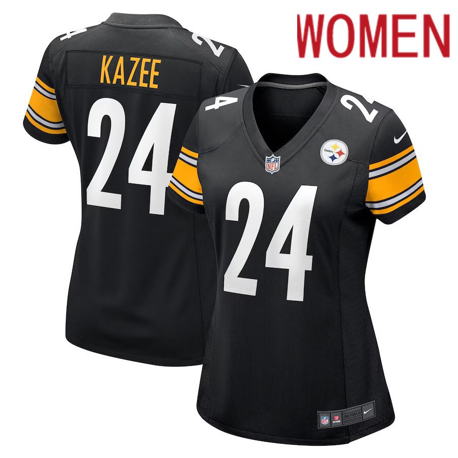 Women Pittsburgh Steelers 24 Damontae Kazee Nike Black Game Player NFL Jersey